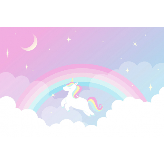 Carta da parati panoramica per bambini - Arcobaleno Unicorno