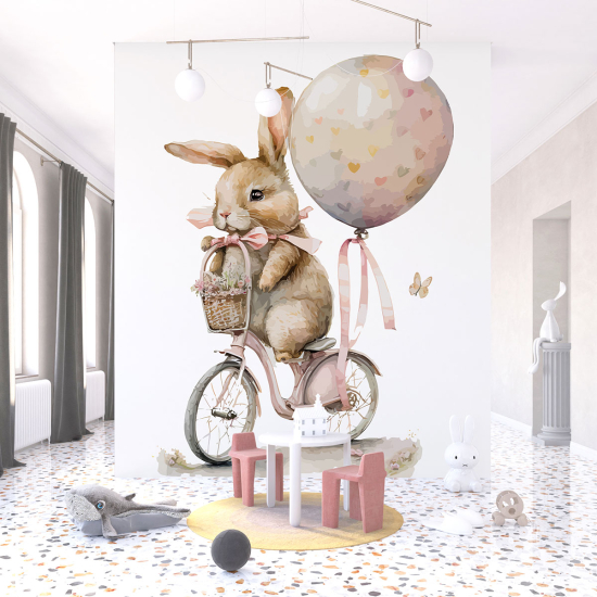 Carta da parati panoramica per bambini - Bambini - Coniglietta in bicicletta