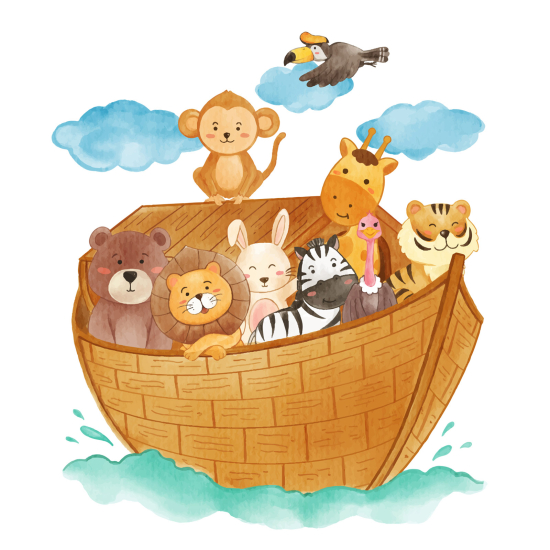 Carta da parati panoramica per bambini - Barca Animali