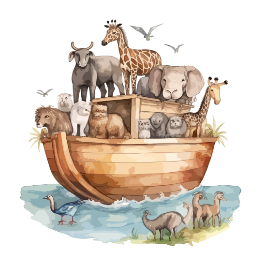 Carta da parati panoramica per bambini - Barca Animali