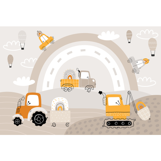 Carta da parati panoramica per bambini - Camion Lavori