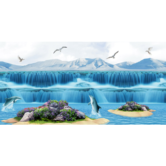 Carta da parati panoramica per bambini - Cascata di delfini
