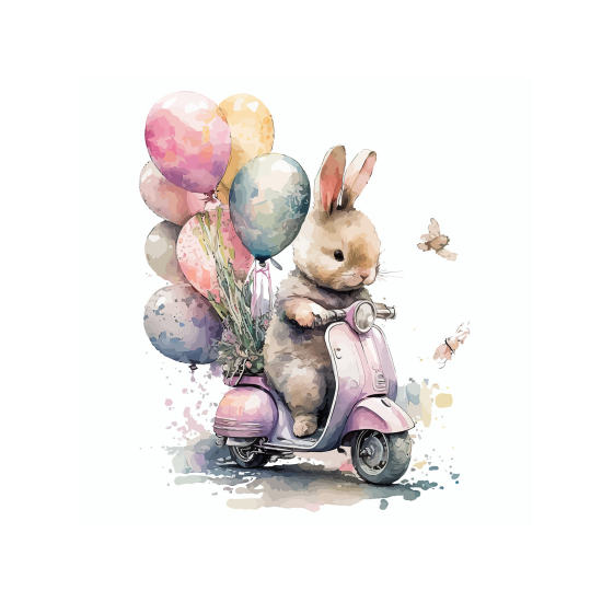 Carta da parati panoramica per bambini - Coniglio Palloncini