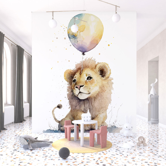 Carta da parati panoramica per bambini - Cucciolo di leone palloncino