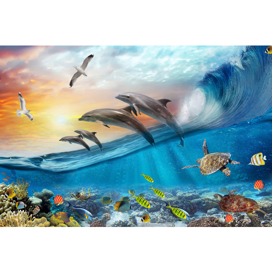 Carta da parati panoramica per bambini - Delfini
