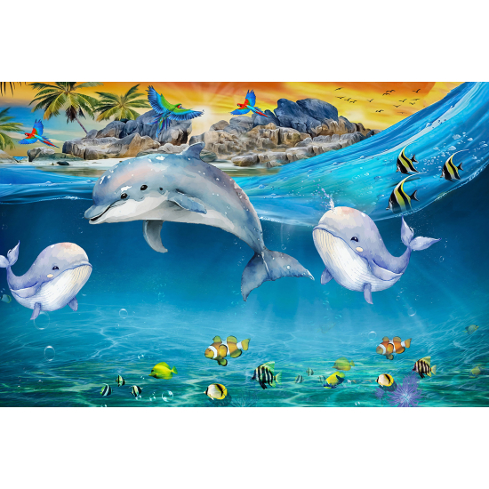 Carta da parati panoramica per bambini - Delfini