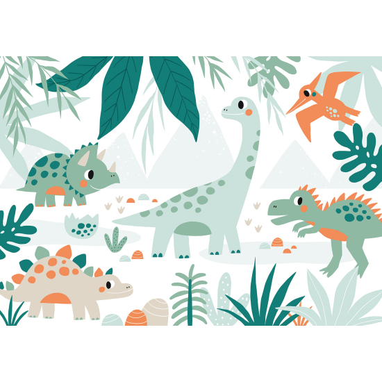 Carta da parati panoramica per bambini - Dinosauri