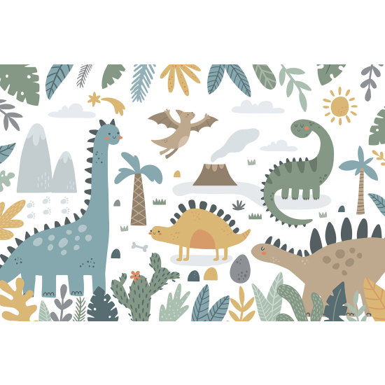 Carta da parati panoramica per bambini - Dinosauri