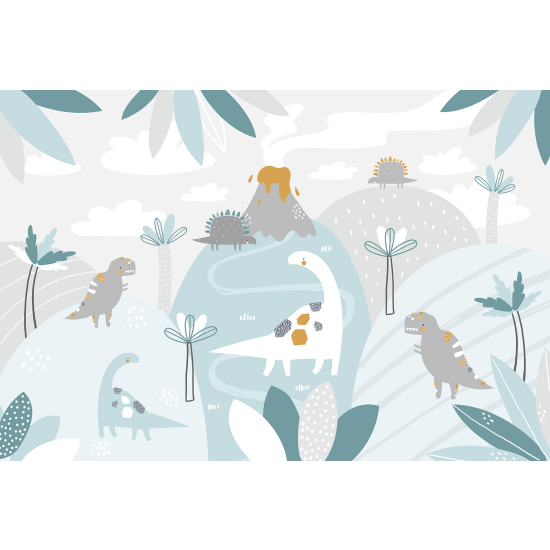 Carta da parati panoramica per bambini - Dinosauri