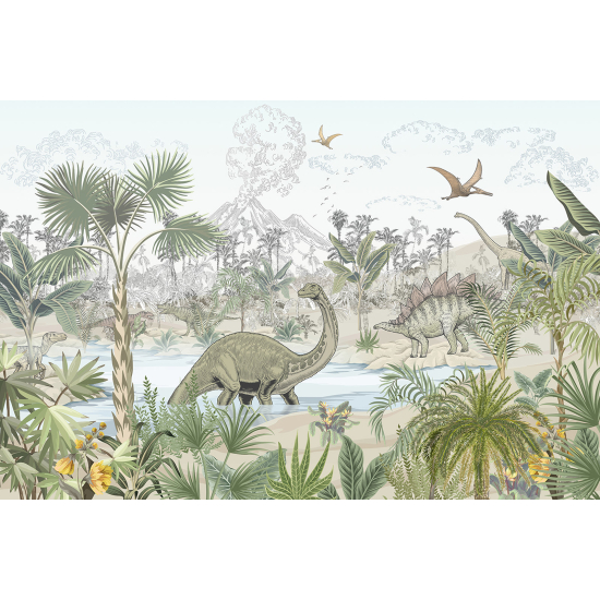 Carta da parati panoramica per bambini - Dinosauri