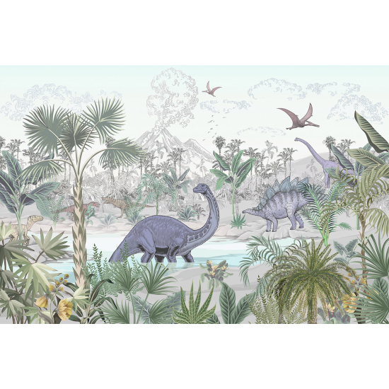 Carta da parati panoramica per bambini - Dinosauri