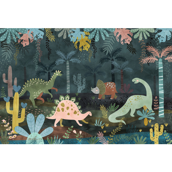 Carta da parati panoramica per bambini - Dinosauri