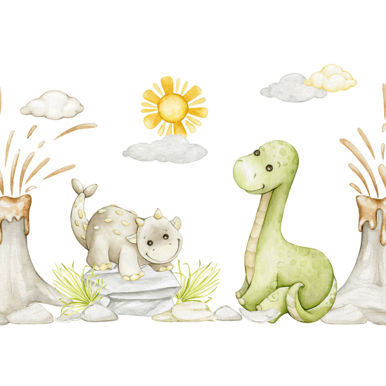 Carta da parati panoramica per bambini - Dinosauri