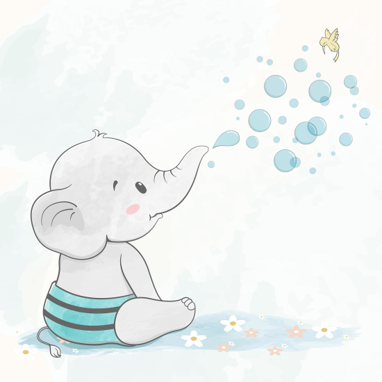 Carta da parati panoramica per bambini - Elefante