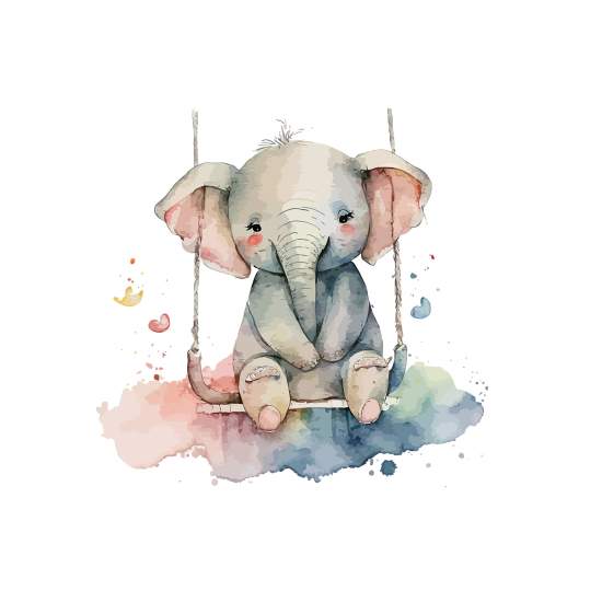 Carta da parati panoramica per bambini - Elefante altalena