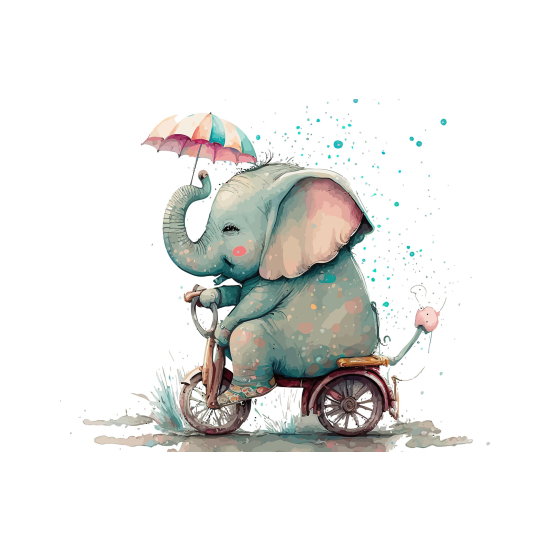 Carta da parati panoramica per bambini - Elefante in Bicicletta