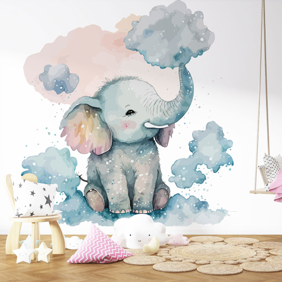 Carta da parati panoramica per bambini - Elefante nuvole