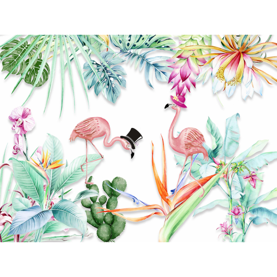 Carta da parati panoramica per bambini - Fenicotteri Rosa