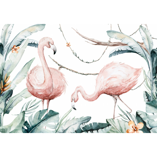 Carta da parati panoramica per bambini - Fenicotteri Rosa