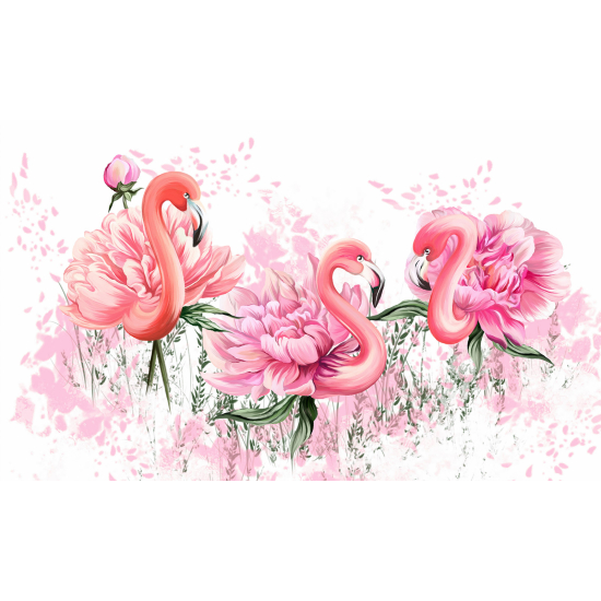 Carta da parati panoramica per bambini - Fenicotteri Rosa