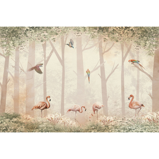 Carta da parati panoramica per bambini - Fenicotteri Rosa