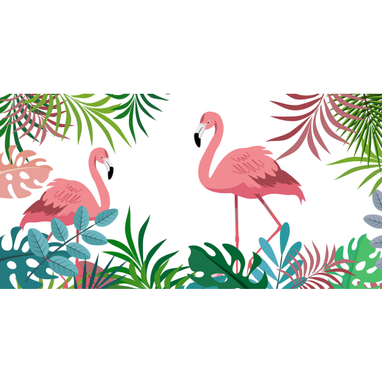 Carta da parati panoramica per bambini - Fenicotteri Rosa