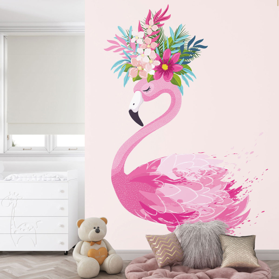 Carta da parati panoramica per bambini - Fenicottero rosa