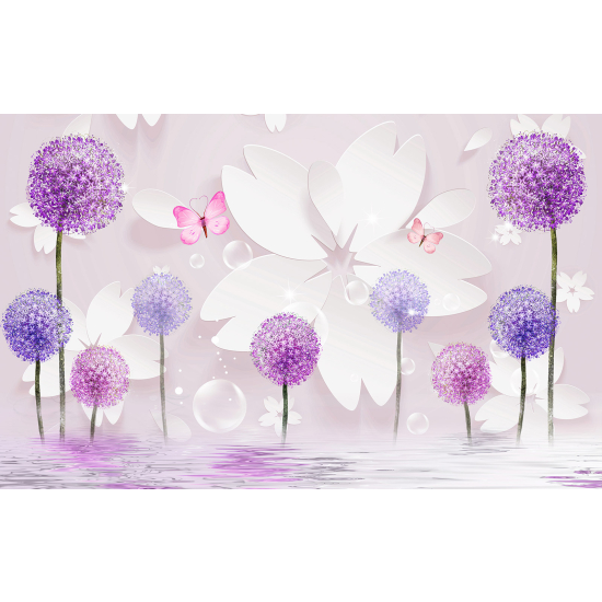 Carta da parati panoramica per bambini - Fiori di tarassaco effetto 3D