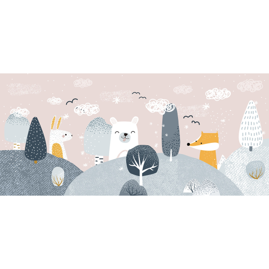Carta da parati panoramica per bambini - Foresta animali
