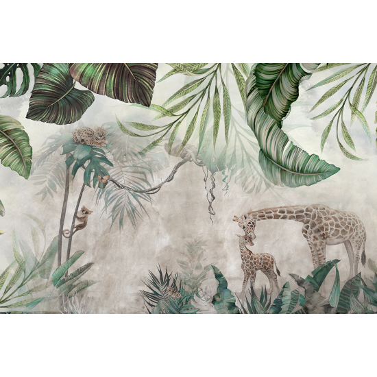 Carta da parati panoramica per bambini - Foresta Tropicale Giraffe