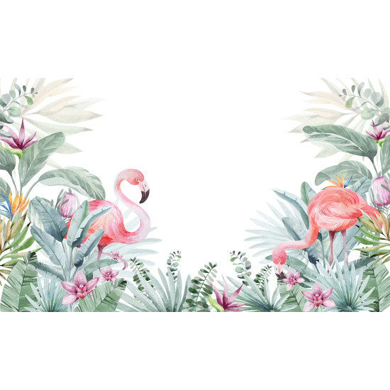 Carta da parati panoramica per bambini - Giardino Fenicotteri Rosa