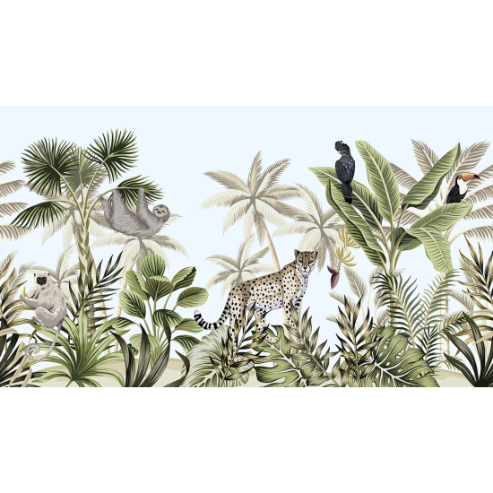 Carta da parati panoramica per bambini - Giungla Animali