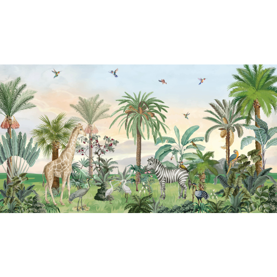 Carta da parati panoramica per bambini - Giungla Animali