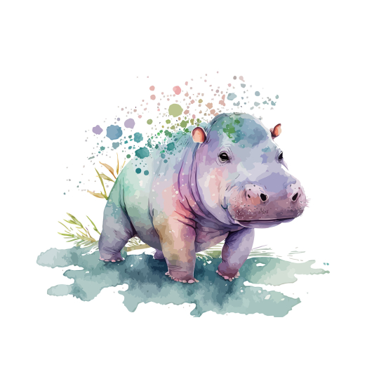 Carta da parati panoramica per bambini - Ippopotamo