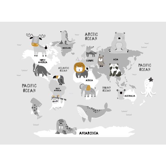 Carta da parati panoramica per bambini - Mappa del mondo