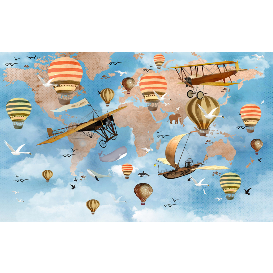 Carta da parati panoramica per bambini - Mappa del mondo