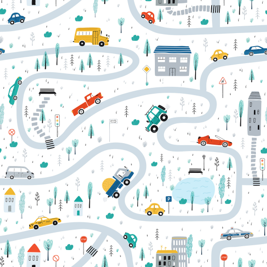 Carta da parati panoramica per bambini - Mappa della città