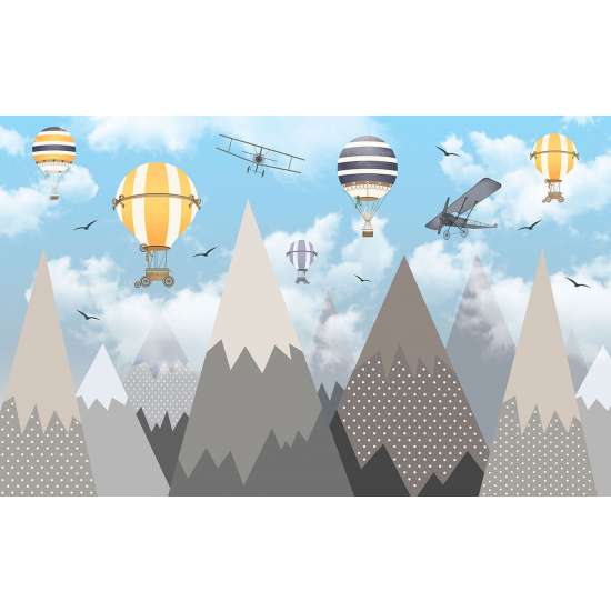 Carta da parati panoramica per bambini - Mongolfiere