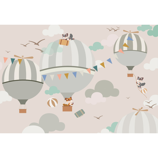 Carta da parati panoramica per bambini - Mongolfiere