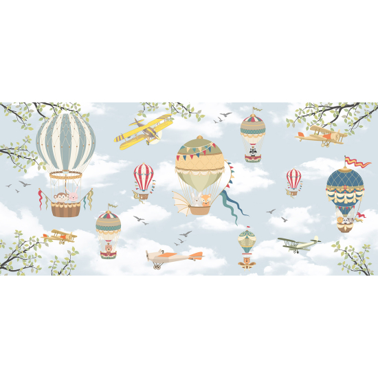 Carta da parati panoramica per bambini - Mongolfiere