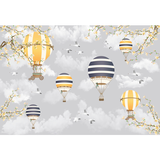 Carta da parati panoramica per bambini - Mongolfiere