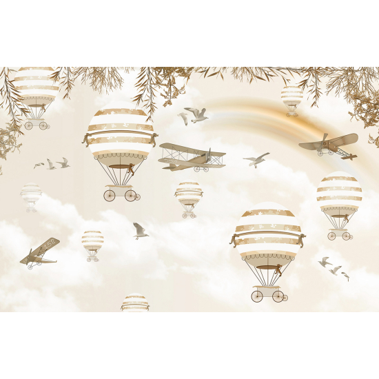 Carta da parati panoramica per bambini - Mongolfiere