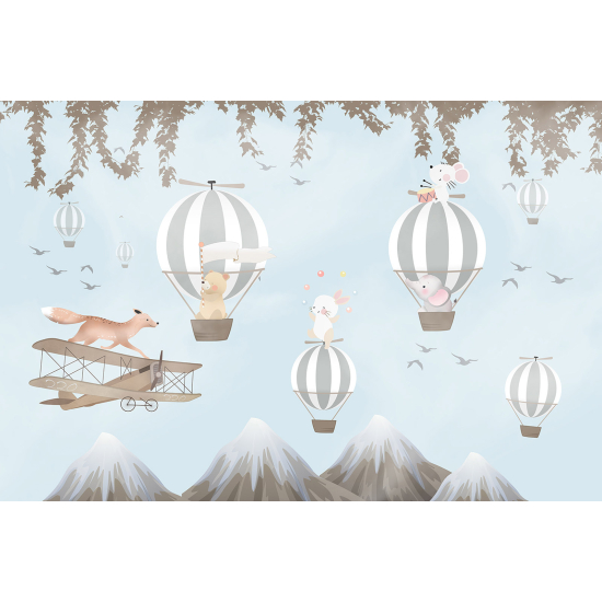 Carta da parati panoramica per bambini - Mongolfiere