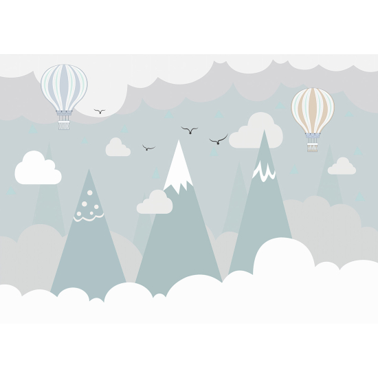 Carta da parati panoramica per bambini - Mongolfiere