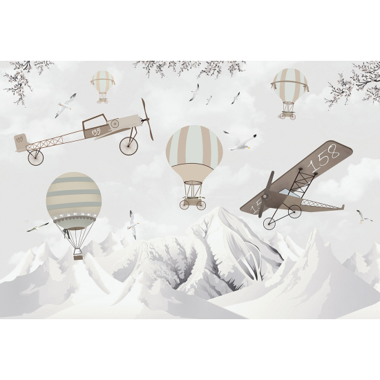 Carta da parati panoramica per bambini - Mongolfiere