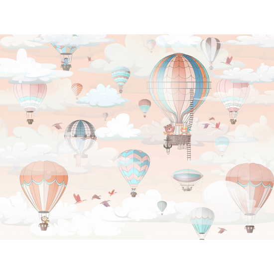 Carta da parati panoramica per bambini - Mongolfiere