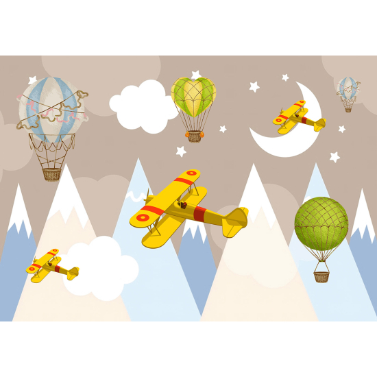 Carta da parati panoramica per bambini - Mongolfiere