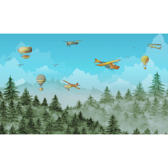 Carta da parati panoramica per bambini - Mongolfiere