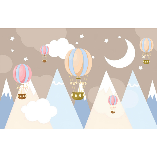 Carta da parati panoramica per bambini - Mongolfiere