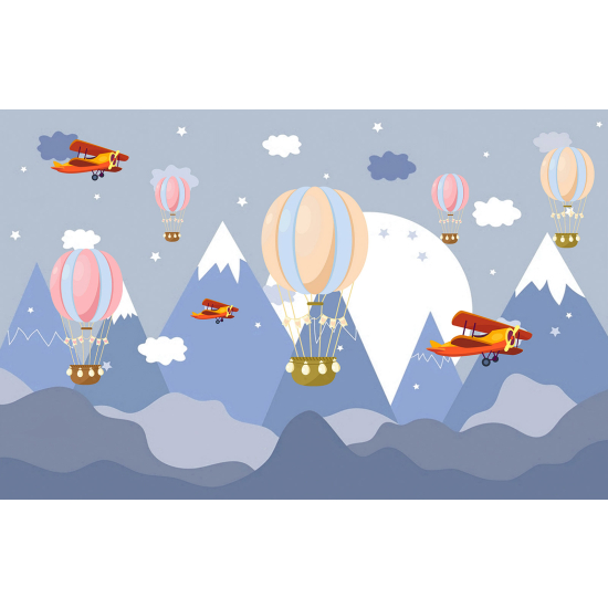 Carta da parati panoramica per bambini - Mongolfiere
